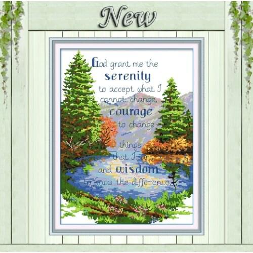 Quiet pray lakeside forest scenery painting Counted printed on canvas DMC 14CT 11CT Cross Stitch Needlework kits Embroidery Sets