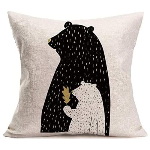 Throw Pillow Cases Powerful Black Shadow of the Little White Bear Inspirational Printed Decorative Pillowcase Cushion Cover