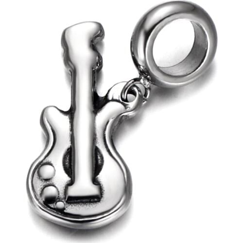 316L Stainless Steel Spacer Bail Bead Guitar Charms 5mm Hole Polished Metal Charm Accessories for DIY Bracelet Jewelry Making