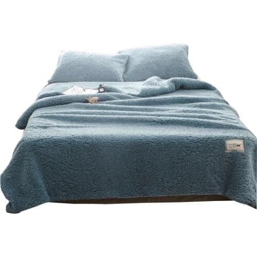 Solid Color Lamb Wool Multifunctional Quilt Cover Three-Piece Set Warmth Double-Layer Thick Quilt Cover Pillowcase Set