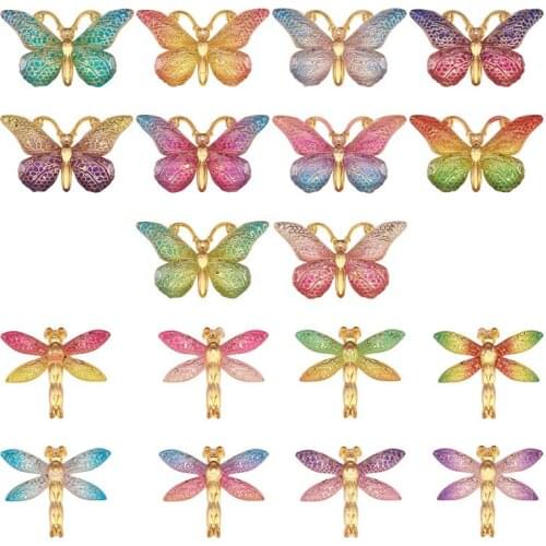 Pandahall 36pcs/set Plastic Pendants Charms Butterfly Dragonfly for Jewelry Making DIY Accesories Handmade Craft