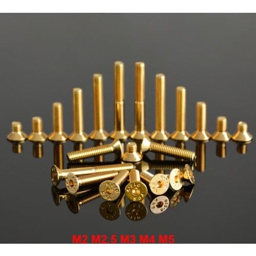 DIN 912 Grade 12.9 Flat Countersunk Head Plating Titanium Gold Hex Socket Screws Allen Bolts M2 M2.5 M3 M4 M5 - 10pcs