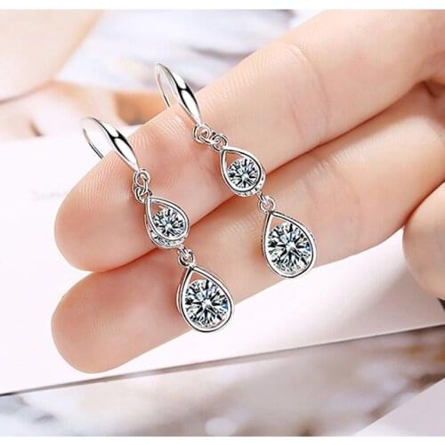 Luxury 925 Sterling Silver Water Drop Earrings Jewelry for Women AAA Zircon Tassel Earring Wedding Bridal brincos Accessories