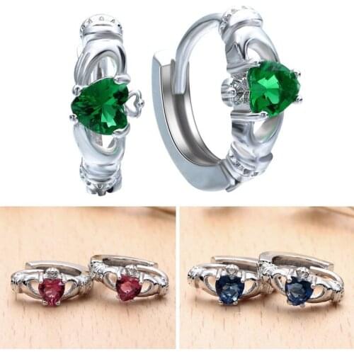 Luxury Women Jewelry Heart Zircon Hoop Earrings for Wedding Engagement Party Set Gifts