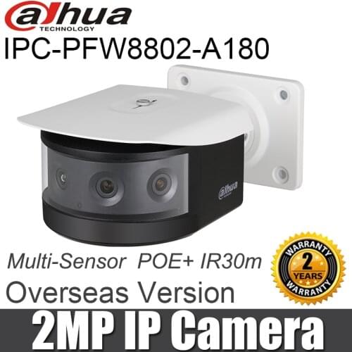 Dahua 2MP Multi-Sensor Network camera POE+ IPC-PFW8802-A180 IR 30m H.265 cctv security Bullet Starlight Panoramic IP Camera