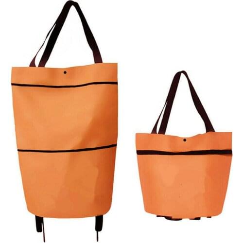 Foldable Shopping Trolley Cart Foldable Reusable Eco Large Waterproof Bag Luggage Wheels Basket Non-Woven Market Bag Pouch
