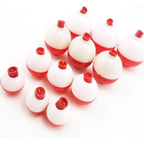 Shared With Fish 12pcsPlastic Fishing Float Ball Diameter 1inch 1.25inch 1.5inch 1.75inch Push Button Sea Fishing Floats Bobbers