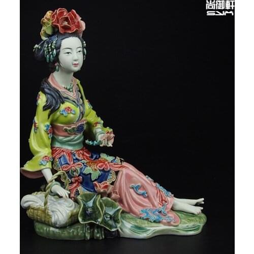 Shiwan doll master of fine ceramic ornaments handmade classical character beauty ladies Home Furnishing decoration crafts