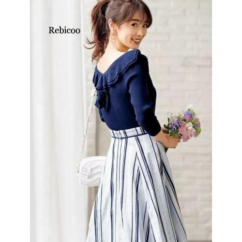 Vintage Ruffles Short Knitted Sweater Women winter women sweater O Neck Long Sleeve Pullovers Chic Tops sweet Puff Femme