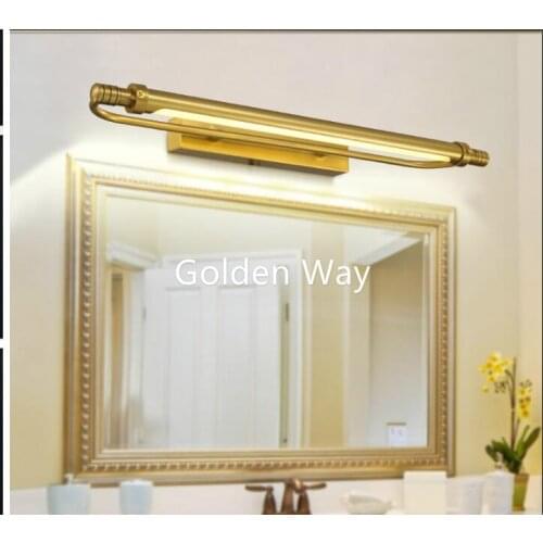 Waterproof Retro Bronze 54cm/66cm Bathroom Mirror Lamp Cabinet Vanity Mirror Lights 100% Brass Wall Lamp LED Light Wall Lamp