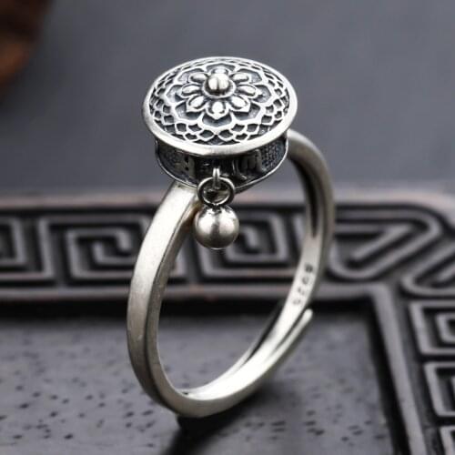Rotating Rings For Men And Women Buddhist Tibetan Prayer Wheel Unisex OM Mantra Resizable Finger Ring Good Luck Lady Bands