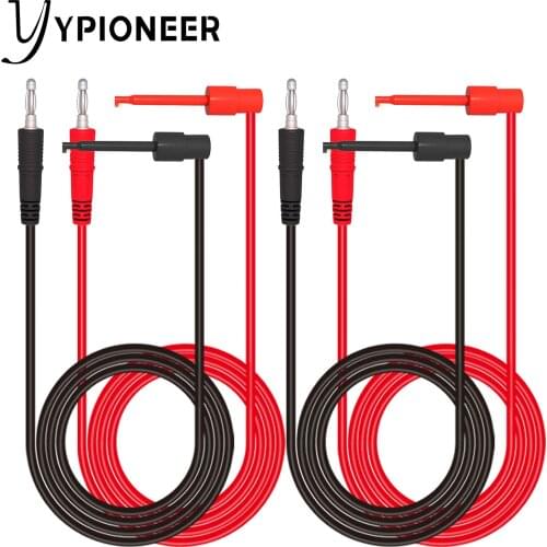 Cleqee P1039 4pcs/set 4mm Banana Plug to Test Hook Clip Test Lead Cable For Multimeter 1M 500V/5A
