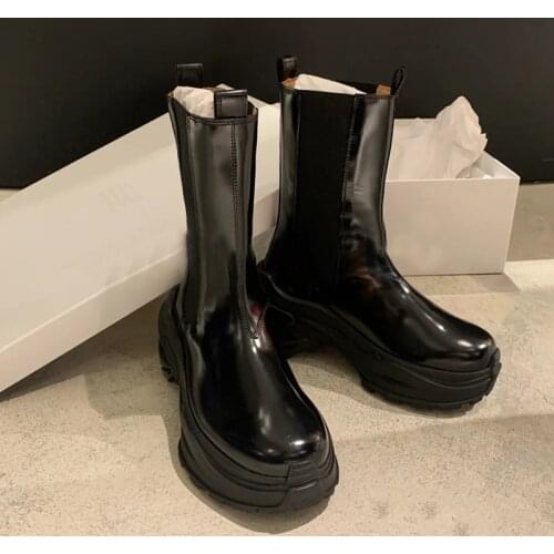 Women Boots Women High Quality Genuine Leather Boots Martens Autumn Botas Mujer Female Comfortable Platform Boots Flat Heels