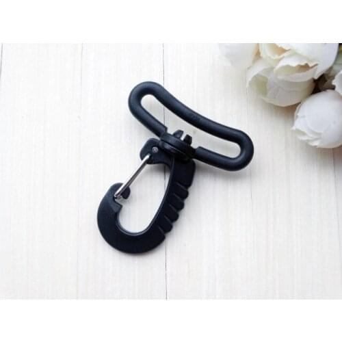 10pcs/lot 1-1/2" Webbing Plastic Swivel Snap Hook for Keychain Backpack Buckle Belt Strap Black
