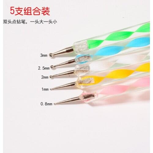 5pcs/ set Fashion Hot Selling Nail Tools High Qualiy Dotting Tools Acrylic Screw Rod for Manicure Point Pencil Nail Art Women