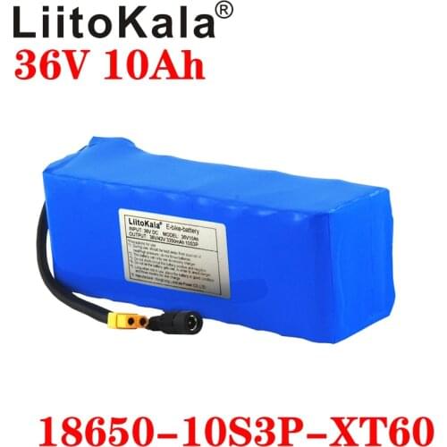 LiitoKala 36V 10AH Electric Bike Battery Built in 20A BMS Lithium Battery Pack 36 Volt Ebike Battery XT60 plug