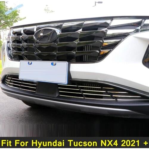 Car Styling Front Grill Grids Trim Strips Bumper Sticker Stainless Steel Modification Accessory For Hyundai Tucson NX4 2021 2022