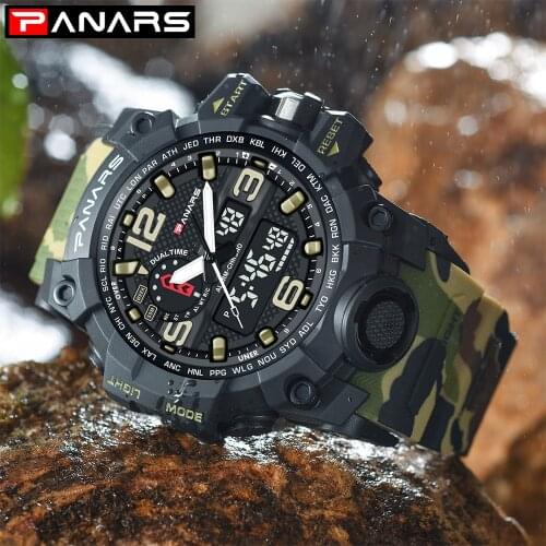 Panars Military Watch 50m Waterproof Wristwatch LED Quartz Clock Sport Watch Male Sports Shock Watch Men relogios masculino new