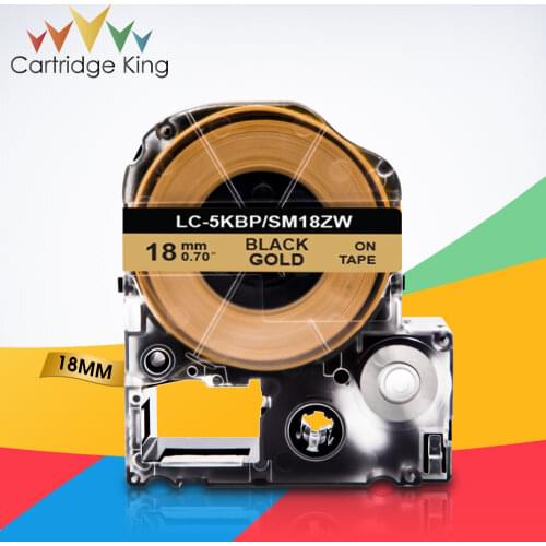 Black on Gold SM18ZW LC-5KBP 3/4"(18mm) Label Tape for Epson King Jim LW-C410 LW-400 LW-400L Tepra Pro SR210 SR220 Label Maker