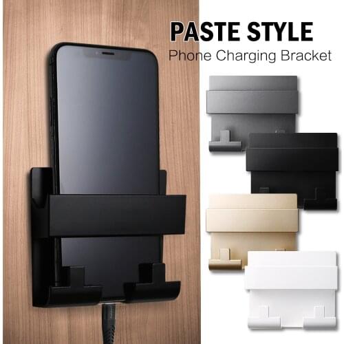 Paste Style Mobile Phone Charging Holder Bracket For Keyring Wall Mount Stand Practical Wall Shelf Hotel Universal