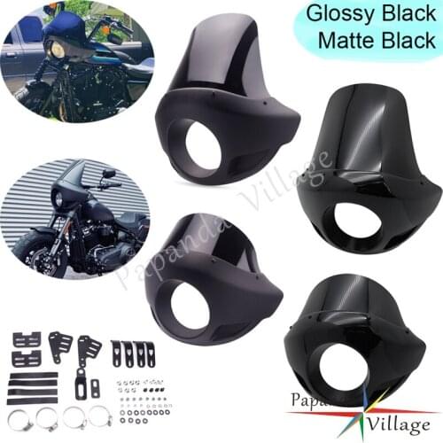 For Harley Dyna Street Bob Glide Touring Sport Club Style Front Fairing w/Black Windshield Cover Head Light Fairing Cowl Mask