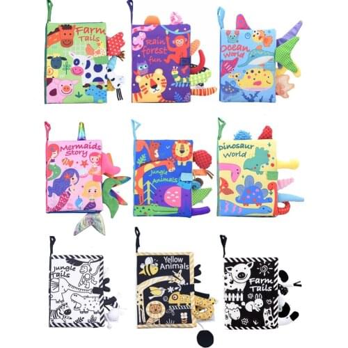 Baby Cloth Book Soft for Kids Learning Quiet Books Animal Tail Dinosaur Activity Book Newborn Educational Baby Toys 0-12 Months
