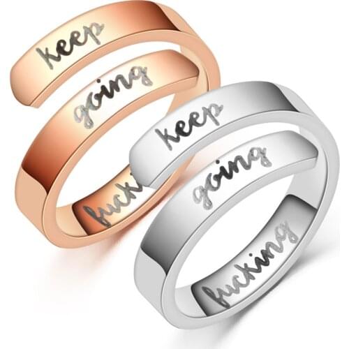 Heterosexual hot selling exquisite inspirational keep fucking going ring couple ring unisex ring ins style