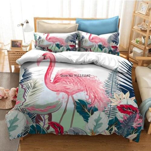 Tropical Flamingo 3D Printed Bedding Set Duvet Covers Pillowcases Comforter Bedding Set Bedclothes Bed Linen(NO Sheet)