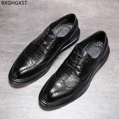 Brown Party Shoes for Men Brogue Men Dress Shoes Leather Oxford Luxury Designer Shoes Men High Quality Chaussure De Homme Sapato