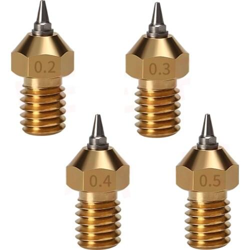 E3D V5 V6 Brass Nozzle M6 Threaded 0.2/0.3/0.4/0.5mm Removable Stainless Steel Tip For Ender-3 CR-10 V6 j-head 3D Printer Parts