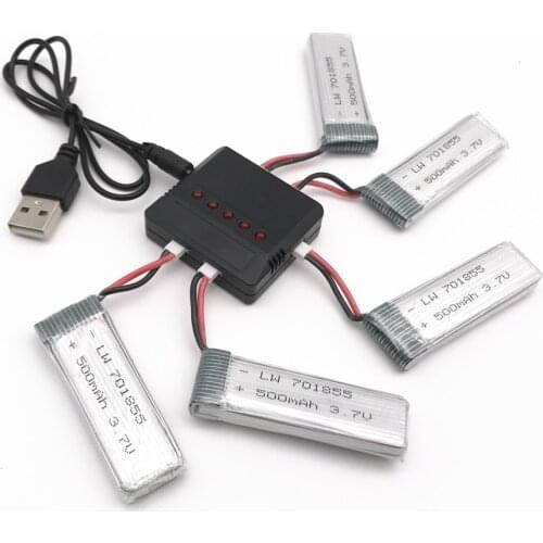 3.7v 500mAh 701855 Lipo Battery for Eachine E50 E50S T37 H37 ELFIE Drone RC Helicopter Li-Battery+5in1 Charger Set