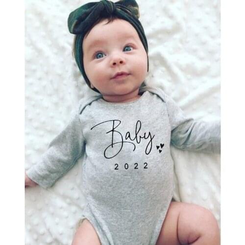 Cute Pregnancy Reveal Baby 2022 Print Baby Bodysuit Casual Short Sleeve Newborn Baby Boys Girls Jumpsuit Rompers Clothes