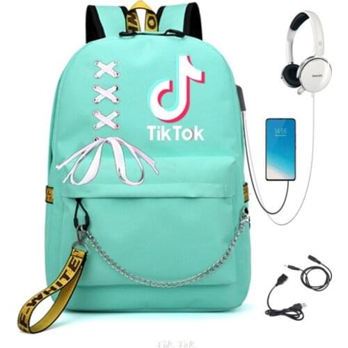 Tik Tok Backpack Multifunction USB Charging Travel Canvas Students Backpack For Teenagers Boys Girls School Bag