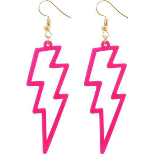 Fashion Colorful Hyperbole Lightning Flash Drop Earrings Neon Fluorescence Resin Punk Style Geometric Dangle Earring For Women
