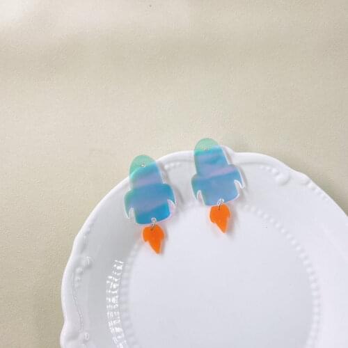 Trendy Cute Rocket Earrings for Women Acrylic New Creative Statement Earrings Korea Creative Jewelry Change Color 2021 Geometric