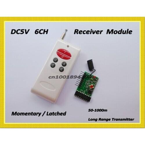 1000M 6CH RF Transmitter Receiver Module with Decoding Wireless Remote Control System Momentary Latched TTL 6CH Signal Output
