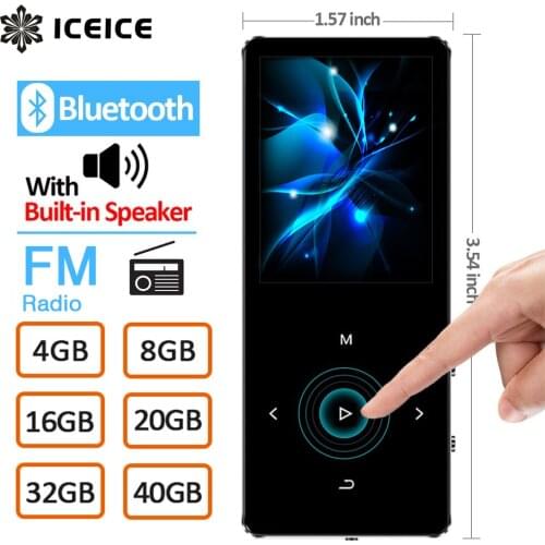 ICEICE MP3 Player with Bluetooth Touch Keys Built-in Speaker 8GB 16GB 32GB 40GB HiFi Portable Walkman Radio FM Recording MP 3
