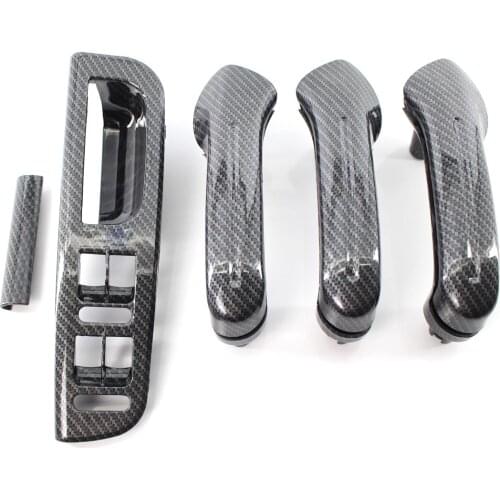 5 PCS / Set Carbon Fiber Window Glass Lift Button Control Panel Door Handle Cover For Golf MK4 Jetta MK4 Bora 1998-2004