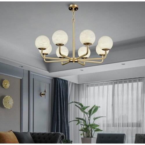 All copper marble chandelier modern minimalist light luxury lamp Nordic designer bedroom dining room study lamp