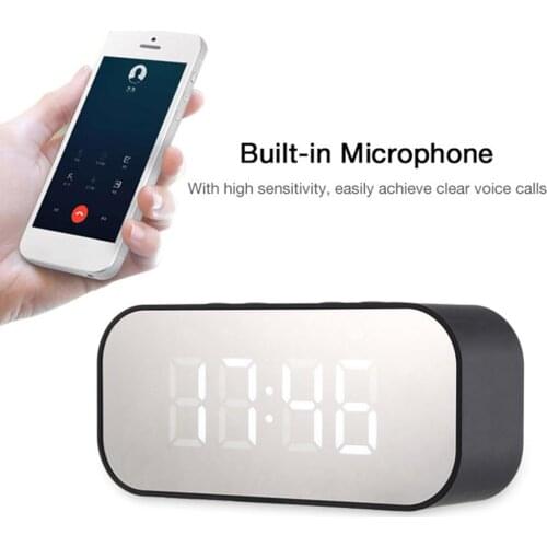Portable Mirror Screen LED Alarm Clock Bluetooth Speaker Wireless MP3 Player Alarm Clock MP3 Player