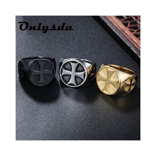 Dropshipping Fashion Black&Gold Cross Ring 316L Stainless Steel Couple Jewelry Band Party Vikings Style Cool Anel Boyfriend Gift