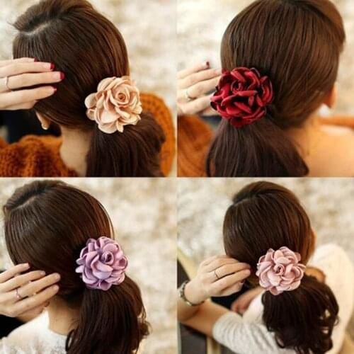 New Women Floral Elastic Hair Bands Casual Red Beauty Hair Circle Girl hair ties accessories Cute Brand Headwear