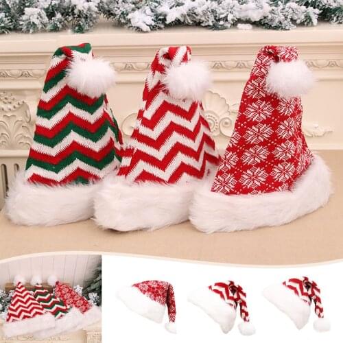 Christmas Cap Thick Ultra Soft Plush Cute Santa Claus Holiday Dress Hat Decorations Gift Unisex Santa Hat Cap 2020 Fashion