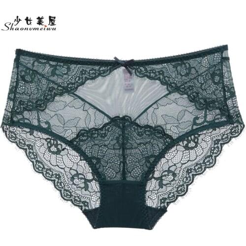 Sexy lace underwear thin transparent gauze triangle pants see-through the temptation of bottom pants high waist female