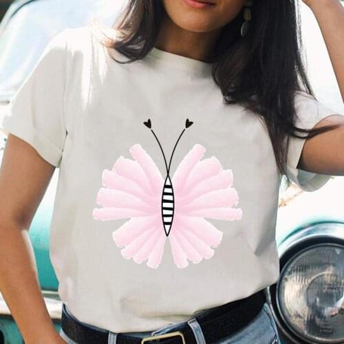 Women Cartoon Butterfly Watercolor 2021 Cute T Top Shirt Aesthetic Ladies Print Female Graphic Fashion Tee Short Sleeve T-Shirts