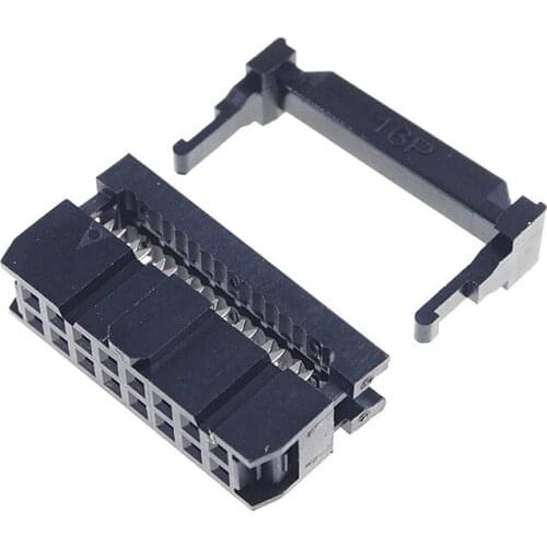 10 Pcs 0.100" 2.54mm 16 Pin dual Row IDC Connector 2 rows 16 position Rectangular Female Socket Receptacle Ribbon Cable FC-16