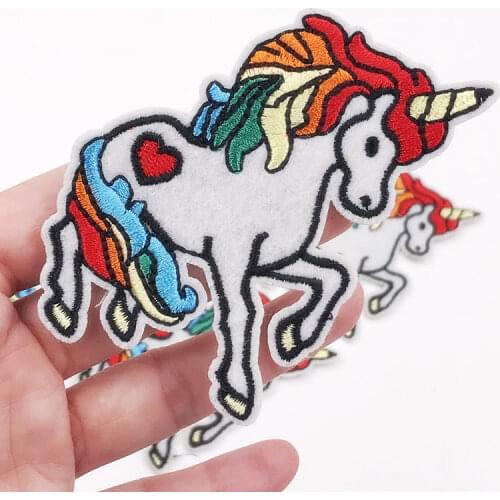 Large size 10PCS Unicorn Horse 8.3*8.1cm Embroidered Patch for Clothing Iron on Applique DIY Apparel repair Patches