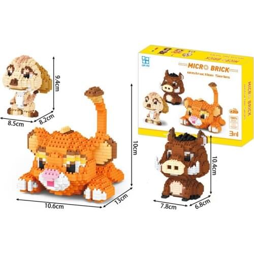 1856pcs+ Disney Series Mirco Building Blocks The Lion King Simba Timon Pumbaa Figures Diamond 3D Model Mini Brick Toy For Kids