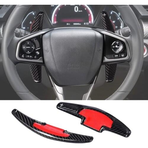 2pcs Black Carbon Fiber Steering Wheel Shift Paddle Extension Shifter Fit For Honda Accord Civic CR-V Pilot Odyssey Insight