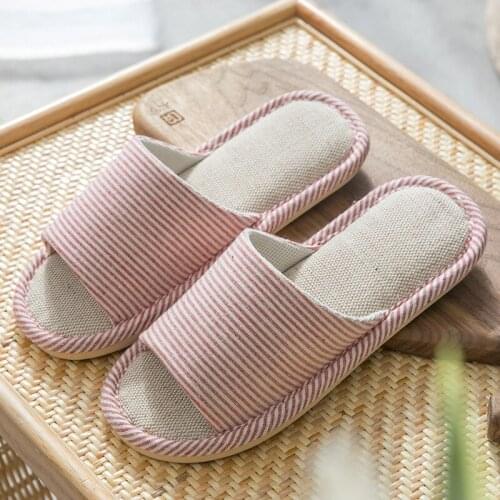 2020 Women Casual Floral Indoor Home Slippers Light Soft Slippers Spring Autumn Flip Flops Female Linen Slides Slippers